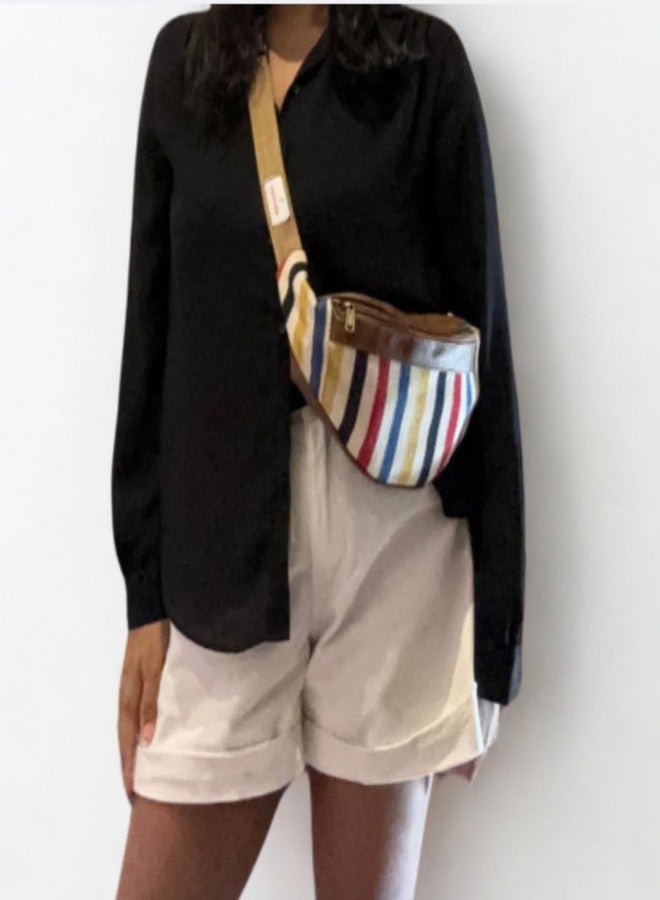 نومادو  حقائب نومادو كروس بودي للنساء - حقيبة كروس بودي وحقيبة خصر في آن واحد، حزام قابل للتعديل، حقيبة سفر خفيفة الوزن وواسعة، حقيبة خصر متينة من قماش الجاكار للأمهات - Image 3